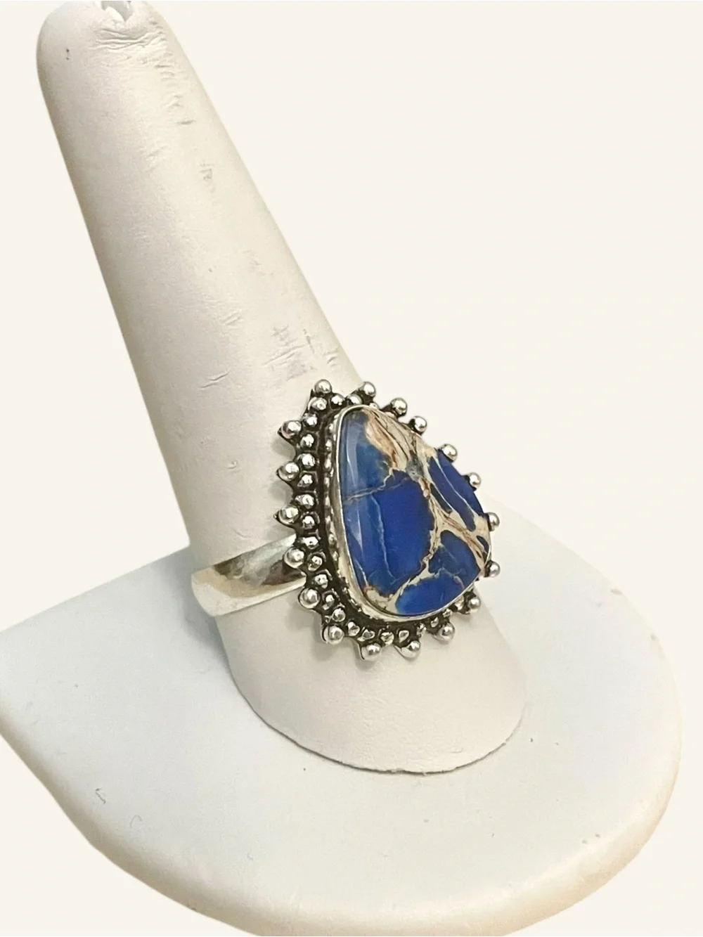Blue Sea Sediment Jasper Gemstone Ring Size 11